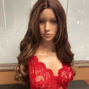 23" Light Brown Long Wavy Hair Wig Ladies